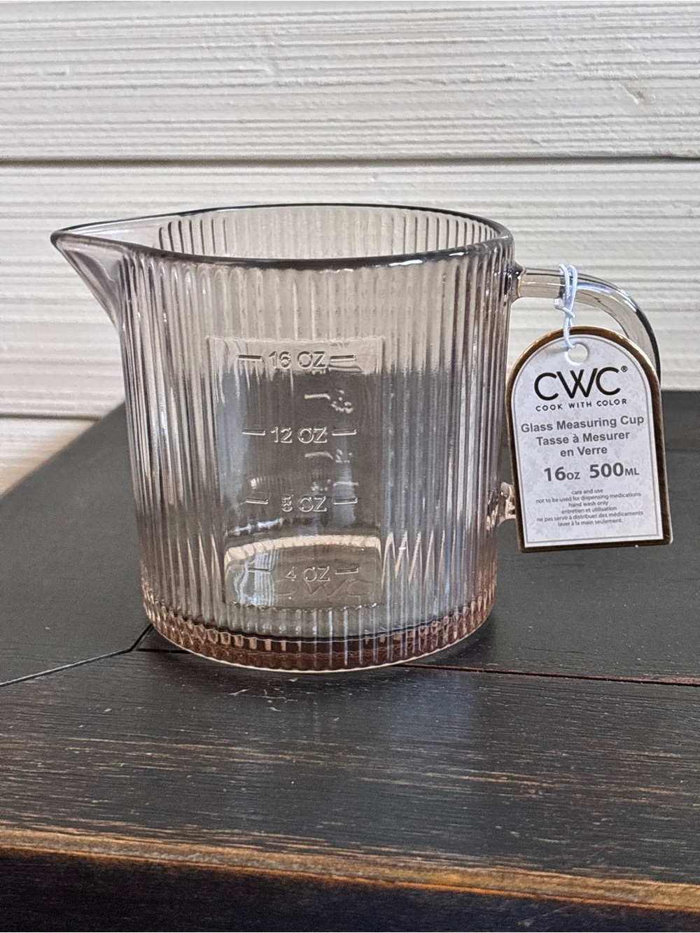 CWC Cook With Color Brown Ribbed Glass Measuring Cup 16oz ~ 2 Cups NEW